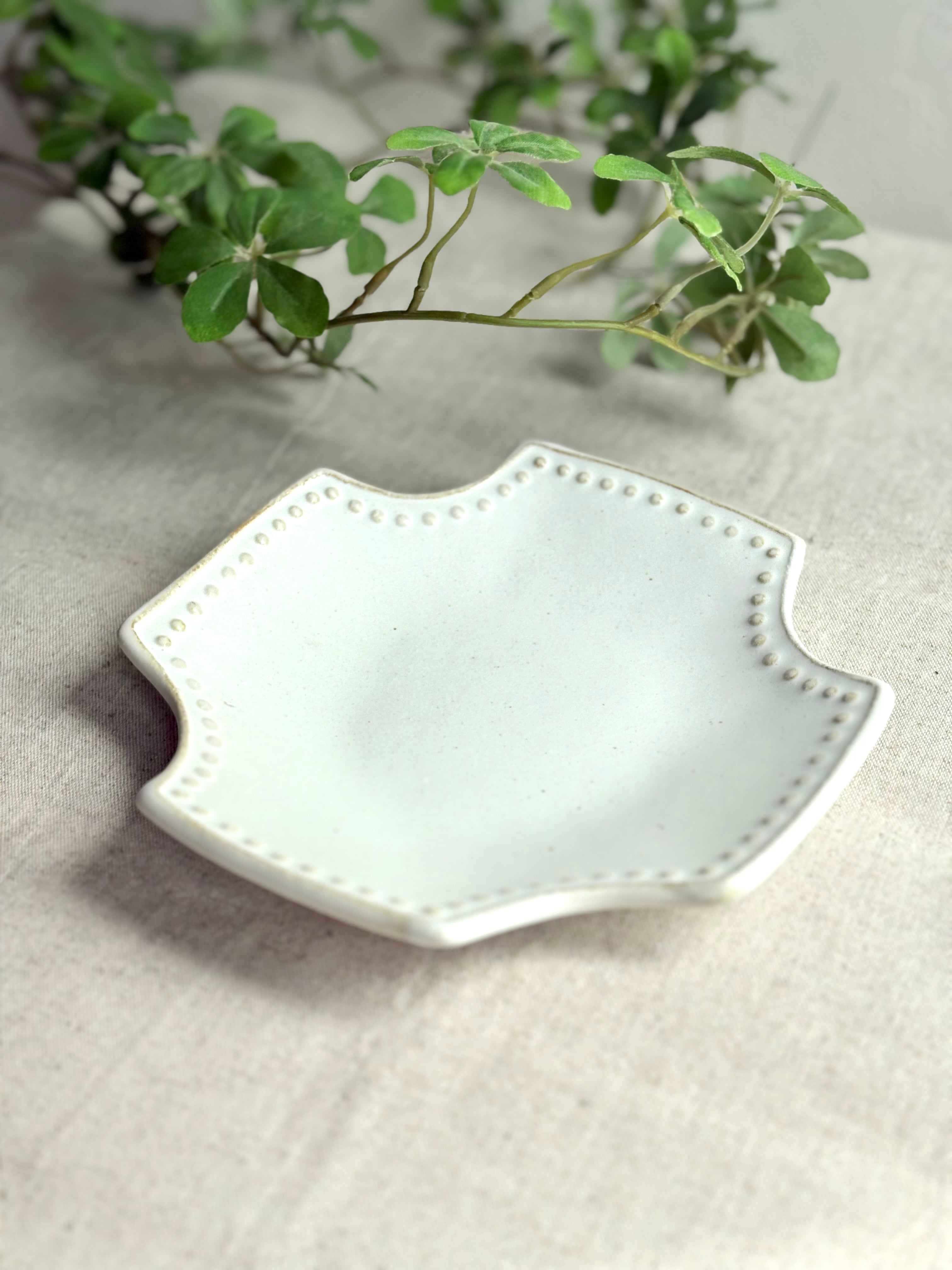 ドットクロス型プレート【益子焼】