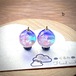 レジンピアス イヤリング 夕暮れ空と桜 まん丸 14mm b