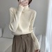 韓国ファッション秋冬人気ボトムシャツレディース秋冬長袖ニットハーフハイネックインナー新作ジャンパー ニット・セーター 長袖 無地リブニットガ割
