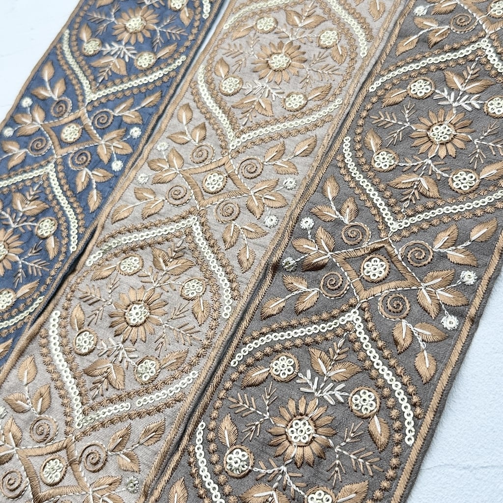 シャイニング [チョコ]インド刺繍リボン 2508 | インド刺繍リボン専門