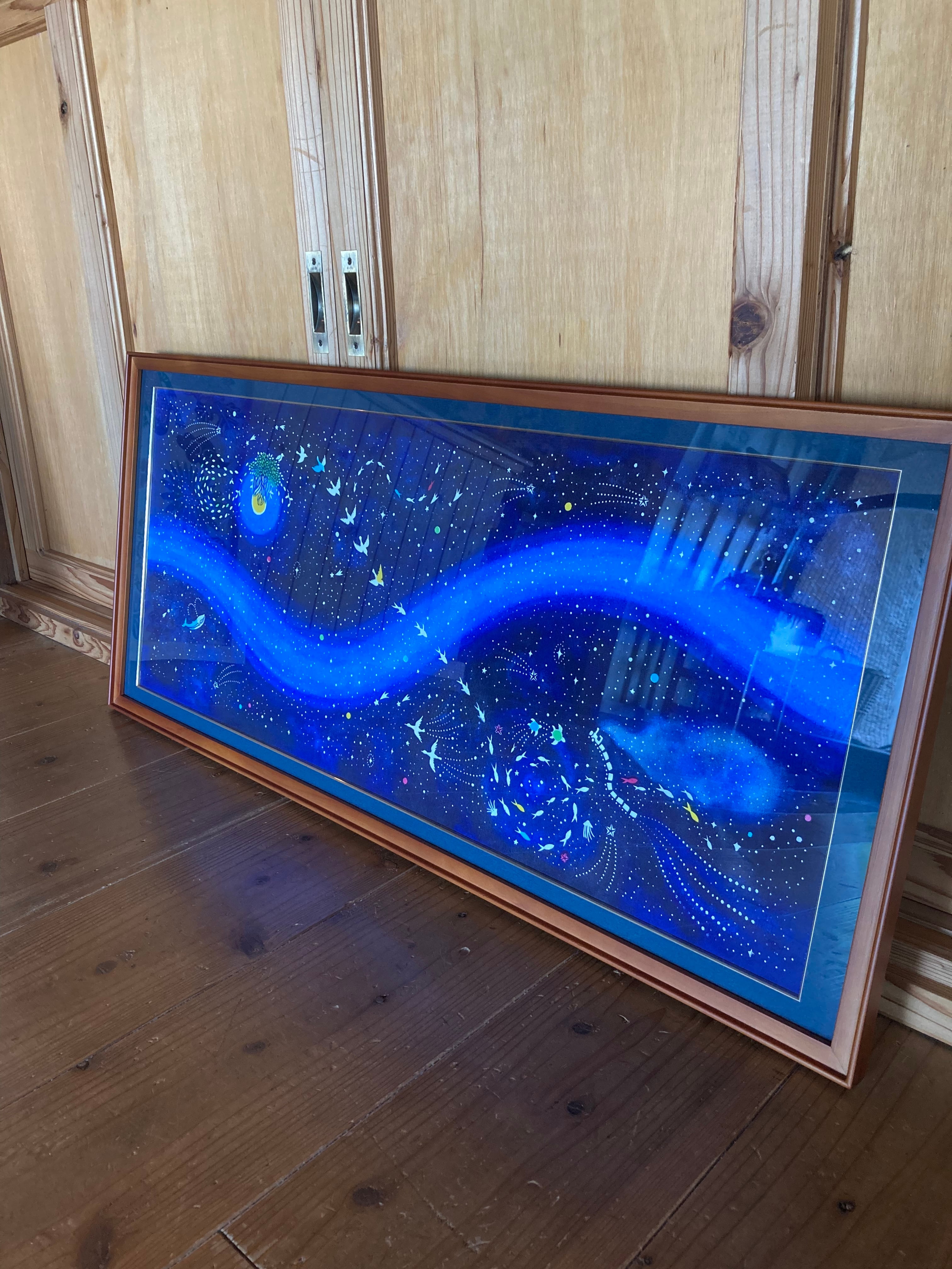 琉球紅型景色染め額 琉球紅型景色染め額