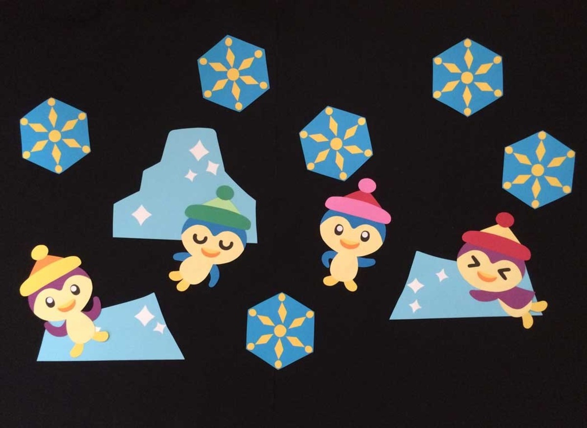 冬の壁面装飾 冬はペンギンの独壇場となった Kobito