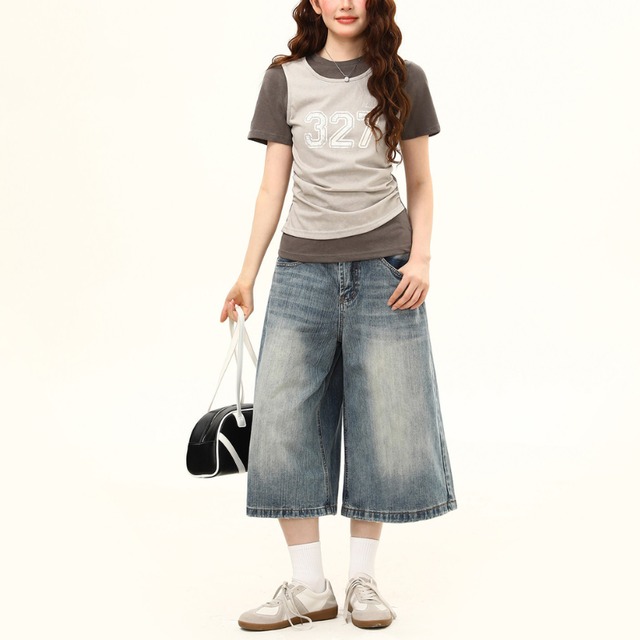 layered design number short-sleeve tee　レイヤードデザインナンバー半袖ティー　J2088
