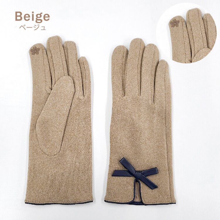 メール便】スマホ操作可能 リボン裏起毛手袋／glove180 | DAY CLOSET