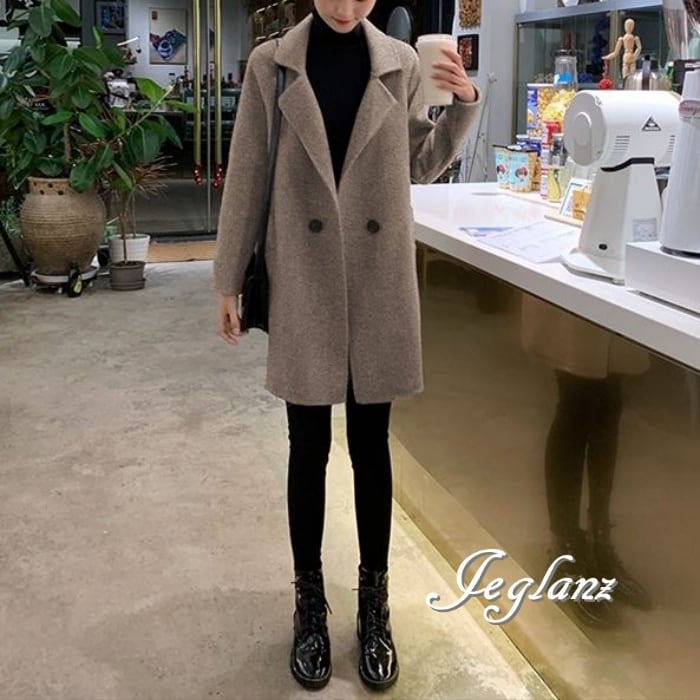 3色 ハーフ丈 厚手 テーラード コート アウター きれいめ シンプル派 ♪( Z1542)τ