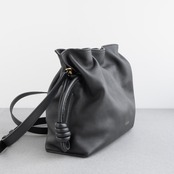 ロエベ フラメンコ クラッチ ミディアム ショルダーバッグ ブラック レザー