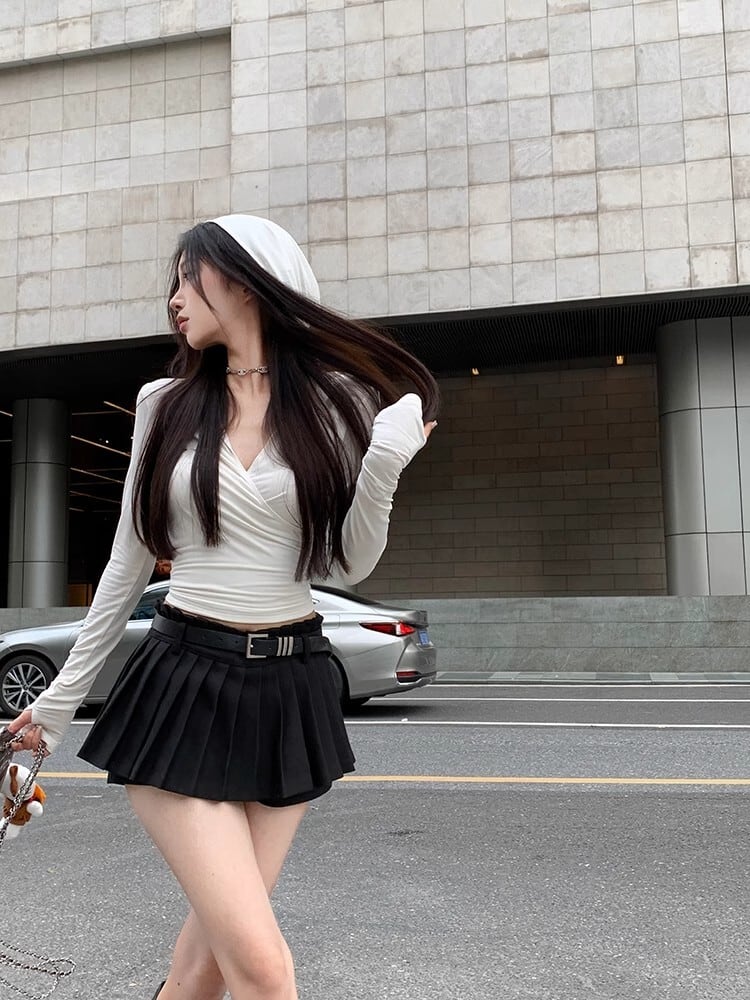 MARKANDLONA 黒 プリーツスカートパンツ セール】【新サイズ追加】ボックスプリーツスカート ミニ