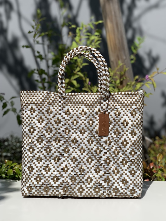 S Mercado Bag (Normal handle) Gold/White