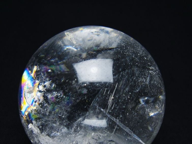 水晶 丸玉 虹入り 53mm スフィア 置物 水晶玉 一点物 151-8781