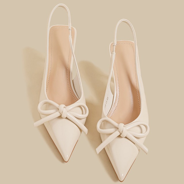 decorative ribbon slingback pin heel pumps m0229