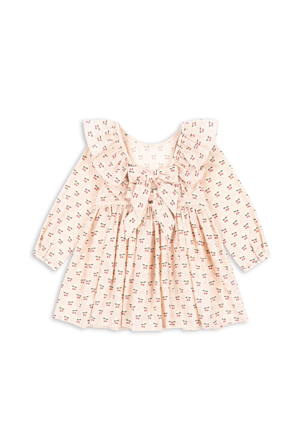 【LAST/2Y,4Yのみ】CIANNA LS BOW DRESS GOTS CHERRY PINK MOTIF【Konges Sloejd コンゲススロイド】チェリードレス
