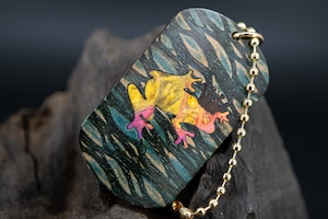 シルキーオーク スタビライズウッド ドッグタグ 象嵌 カエルの王様