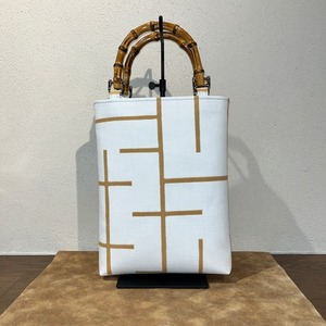 竹持手バッグ (小) 縦型　＃端　薄茶色　日向