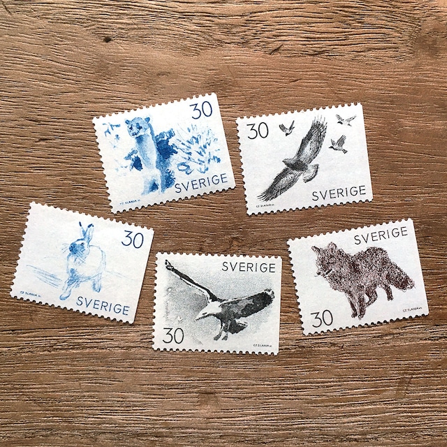 切手（未使用）「野生の動物 - ５種セット（1968）」