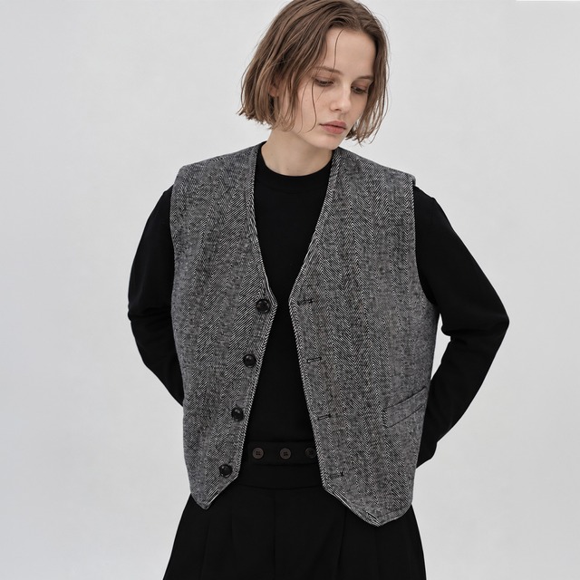 Herringbone tailored vest A00279