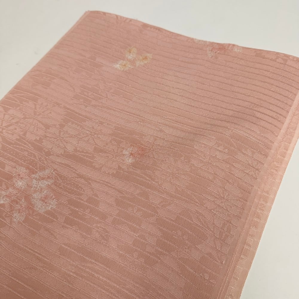 夏帯揚げ 新品 夏用 帯揚 ピンク 小紋 紬 訪問着 普段着用 礼装用 正絹 絹100% 和装小物 5736
