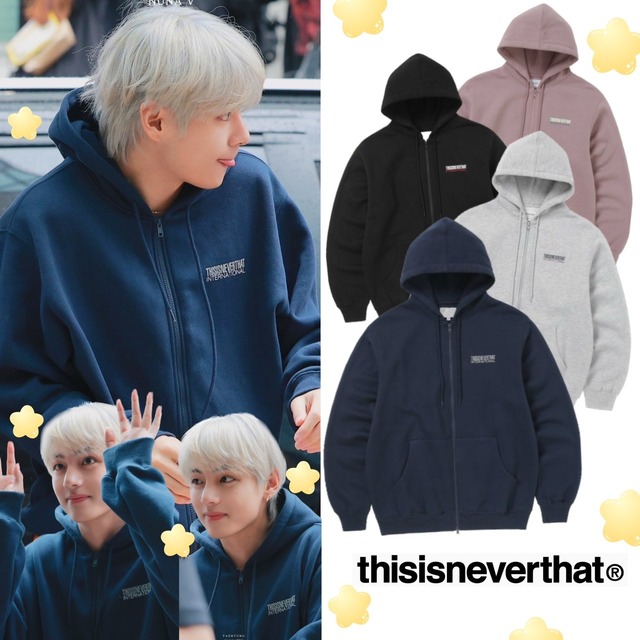 ★BTS V テテ 着用！！【THISISNEVERTHAT】CP INTL. Logo Zip Hoodie_4COLOR