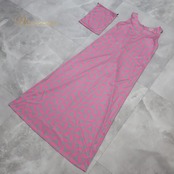 フラダンス 衣装 ワンピース ドレス ラウレアハワイ ピンク系 LAULE’A HAWAII ノースリーブ ツーカラー シンプル かわいい 華やか 明るい グレイ系 ハワイアン アロハ ハワイアンプリント フラ ダンス レッスン 練習 ケース付き レディース