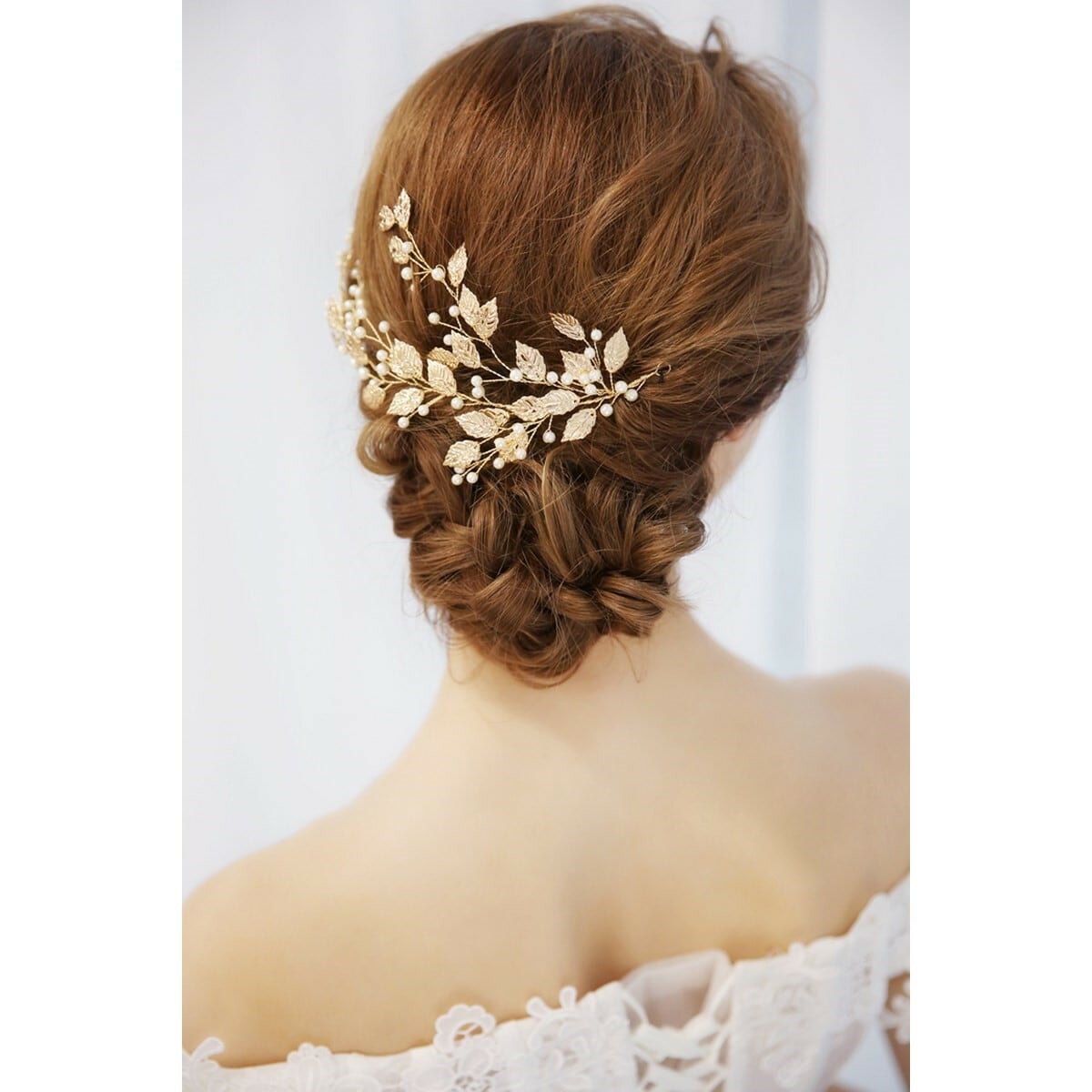 フラワーリーフ小枝ヘッドドレスヘアアクセサリーボンネウェディング結婚式♡新品