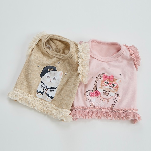 予約販売　Bijou Lace Top　韓国犬服