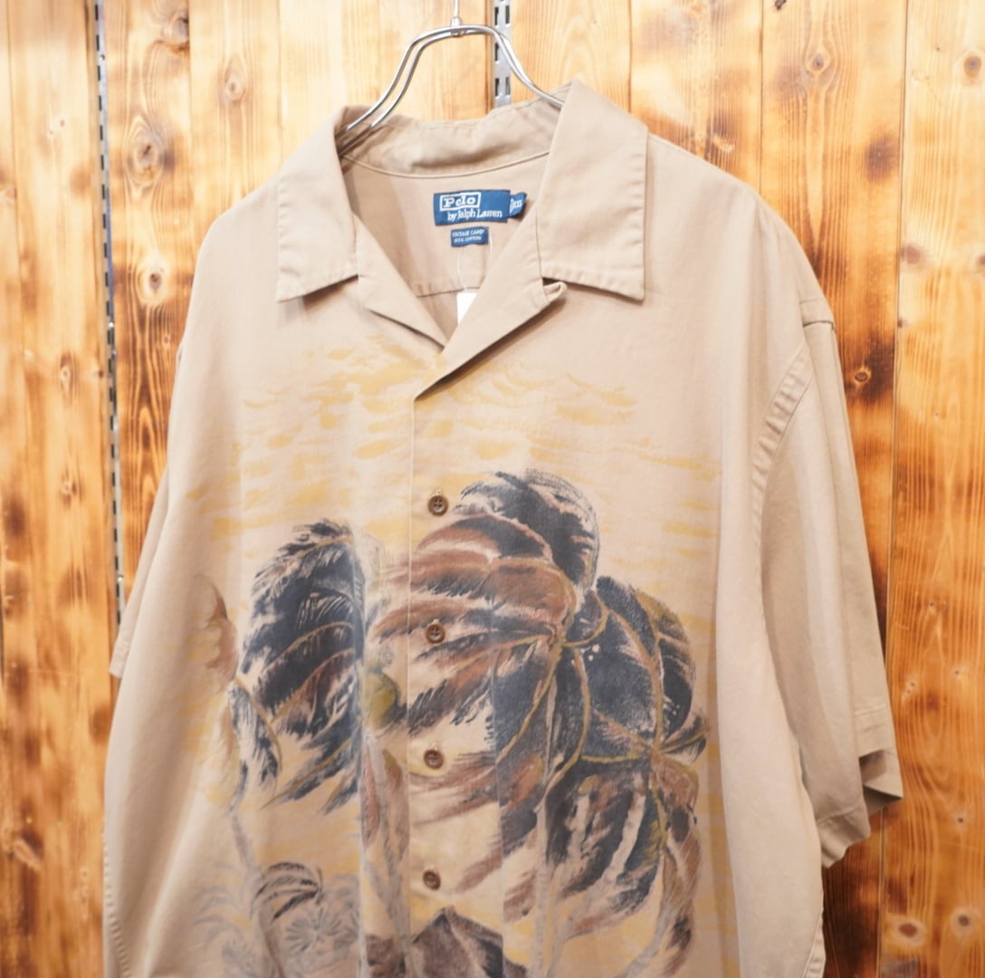 90s ralphlauren オープンカラーシャツ XXL/vintage camp パームツリー