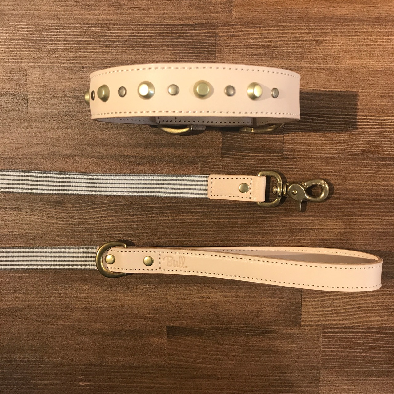 Bull. ストライプ × オークレザー コンビ リーシュ（リード） - 3