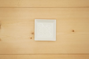 正角小皿（スタンプ/ホワイト）