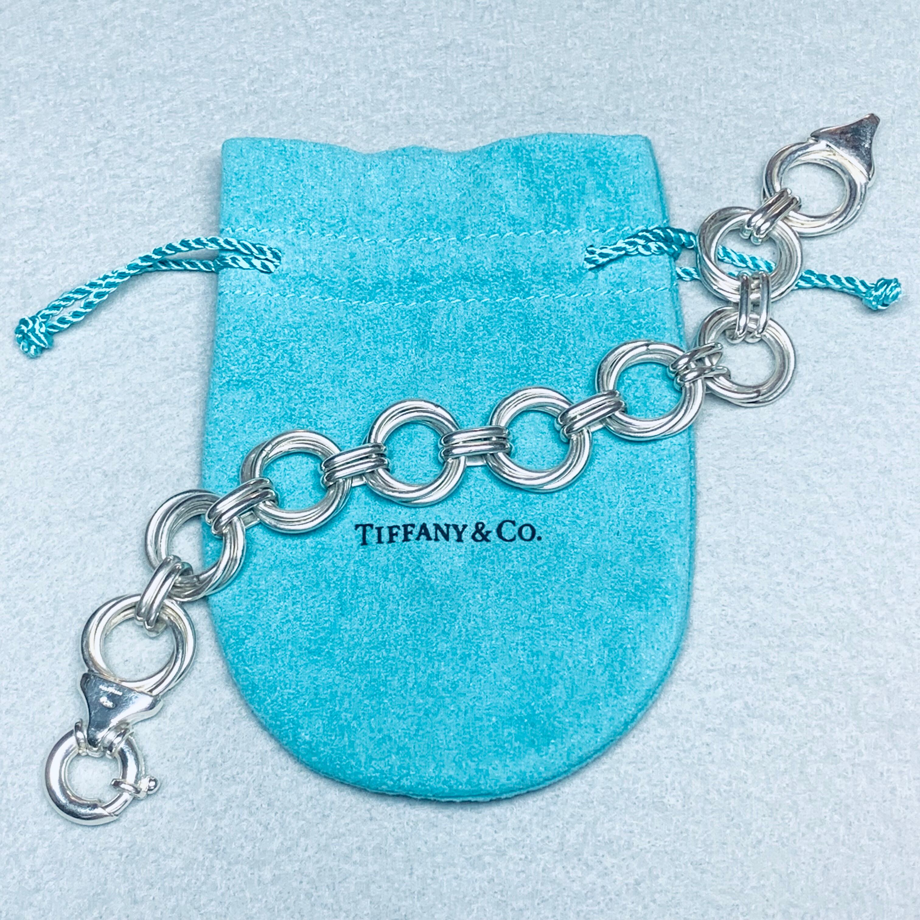 VINTAGE TIFFANY & CO. Double Ring Bracelet Sterling Silver 