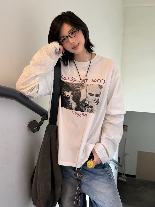 グラフィックフェイクレイヤードルーズTシャツ / GRAPHIC FAKE LAYERED LOOSE T-SHIRT