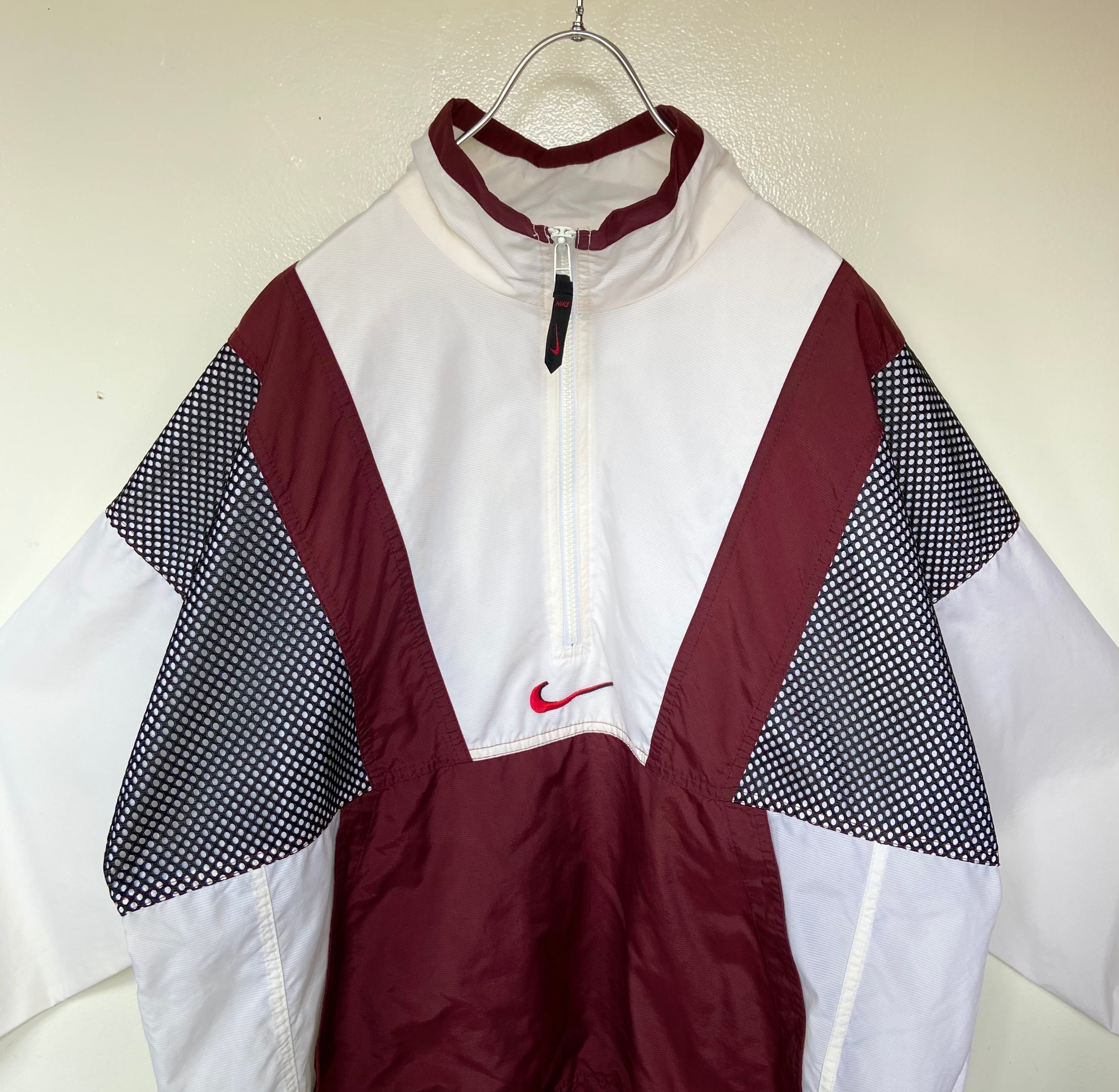 90s古着 NIKE/ナイキ ハーフジップナイロンジャケット センター ...