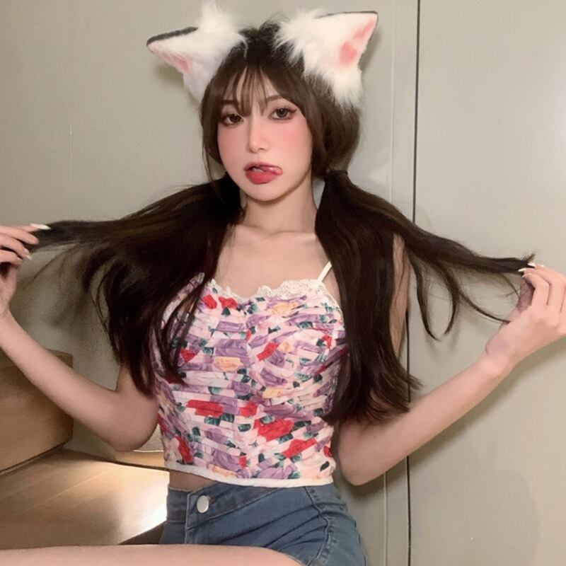 サマーレースショートスリム薄手トップス 夏物 ピュア ハンチェンe27635154358