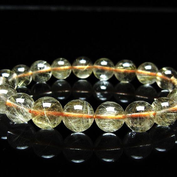 ルチルクォーツ ブレスレット 9mm タイチンルチルクォーツ タイチンルチル 一点物 メール便可 [M便 1/10] 111-48967