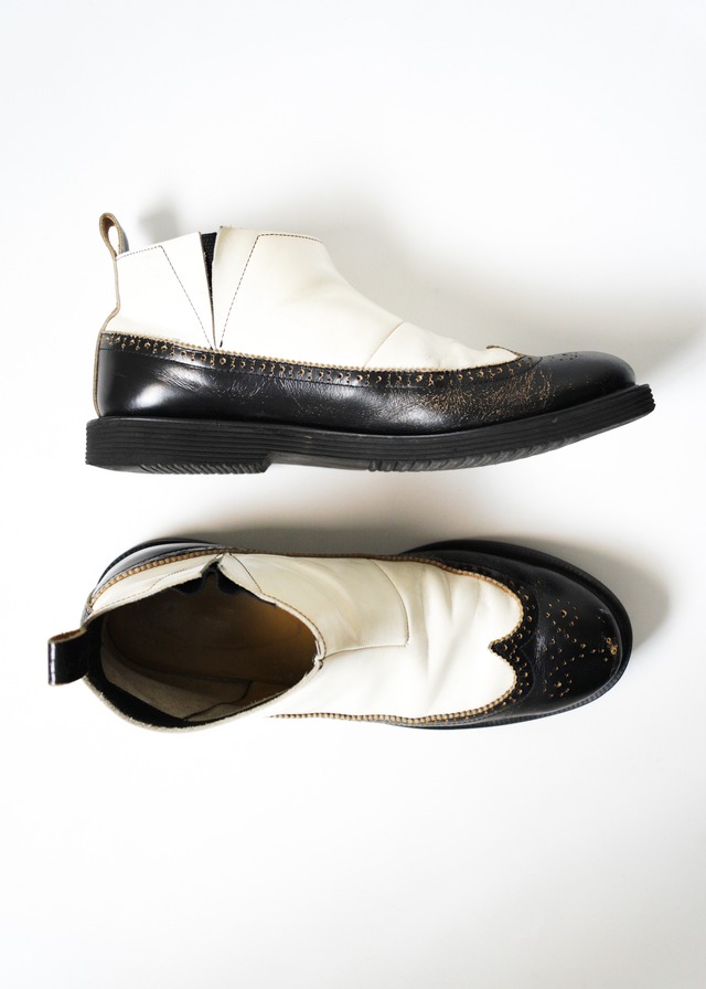 Comme des garçons HOMME PLUS 99SS bi-color wing tip side gore leather shoes