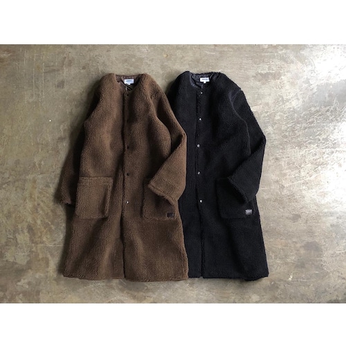 再入荷 ARMEN(アーメン) FLEECE FRONT SNAP NO COLLAR LONG COAT