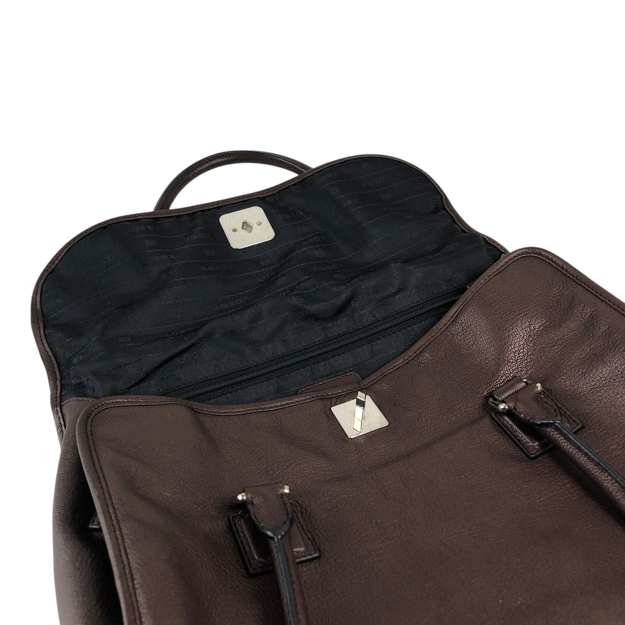 LOEWE ロエベ アラモ ハンドバッグ ブラウン アナグラム レザー