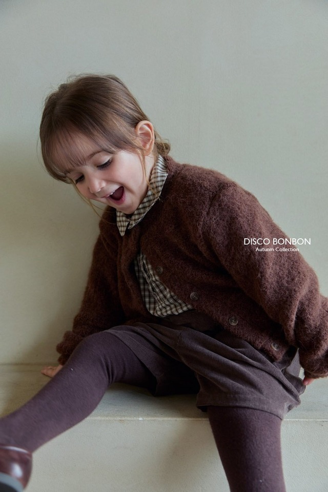 【取寄】disco bonbon｜cozy cardigan (brown)｜コージーカーディガン (ブラウン)｜XS-XL｜1-8y