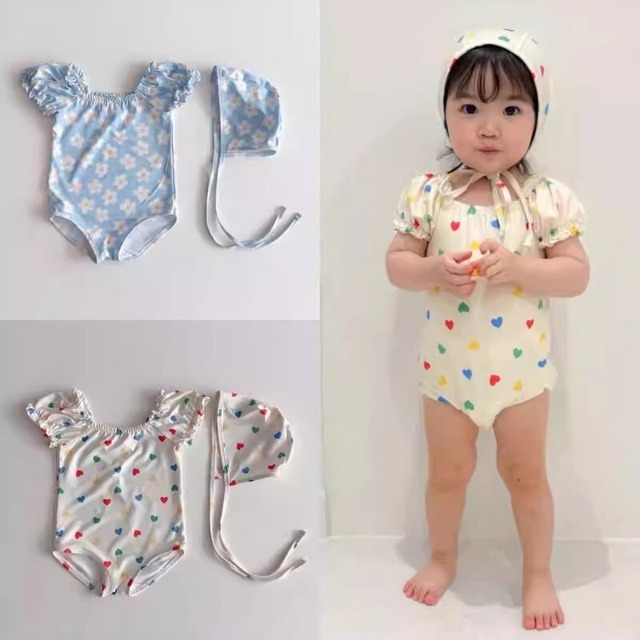 ベビー　夏新作 韓国風  水着 チェック柄 プール・温泉・ビーチ対応