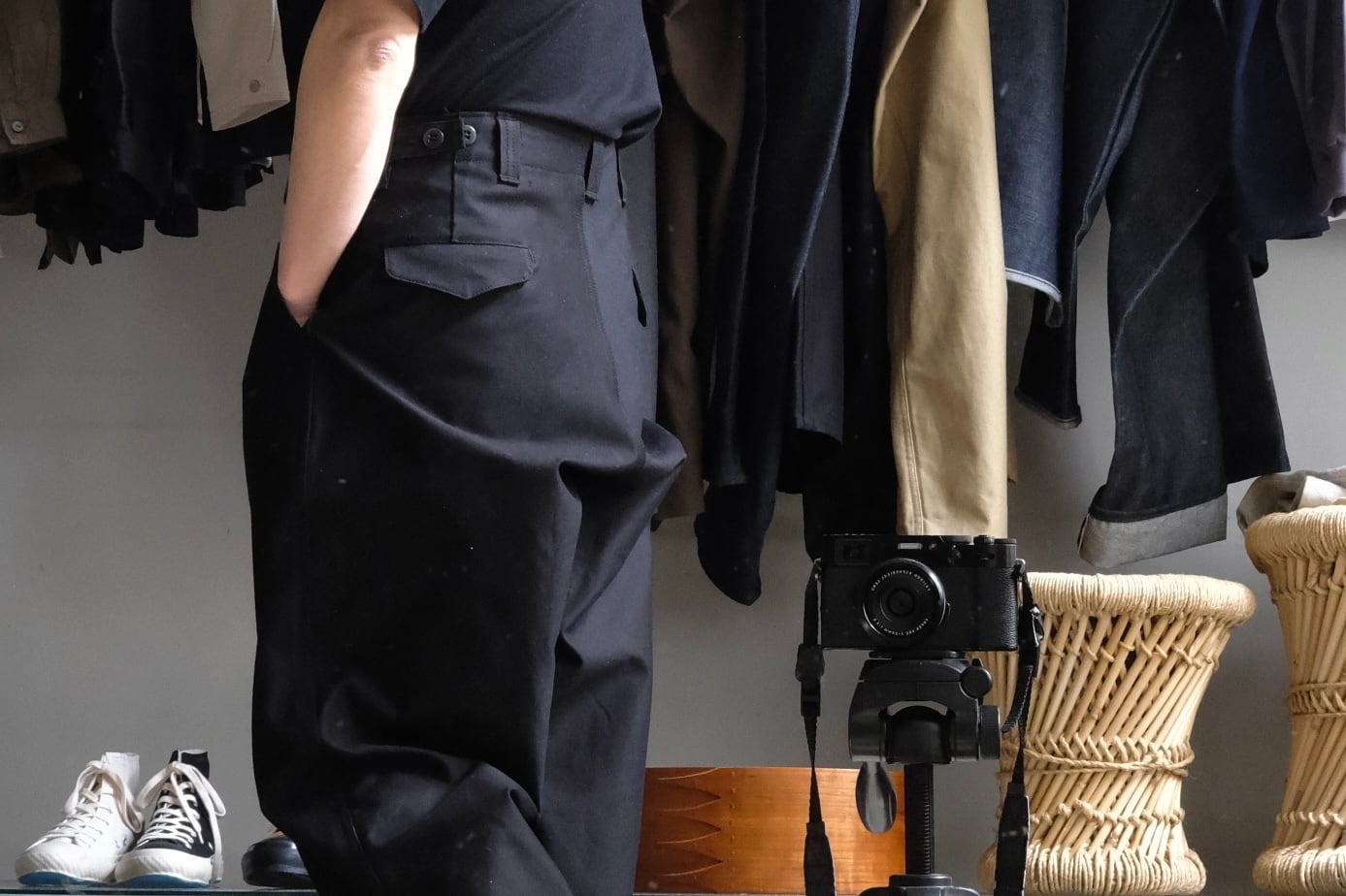 TUKI ( ツキ ) "field trousers 2" 2ply sateen ( 高密度双糸バックサテン ) black ( 黒 )  原田服飾研究所 style 0182 日本製