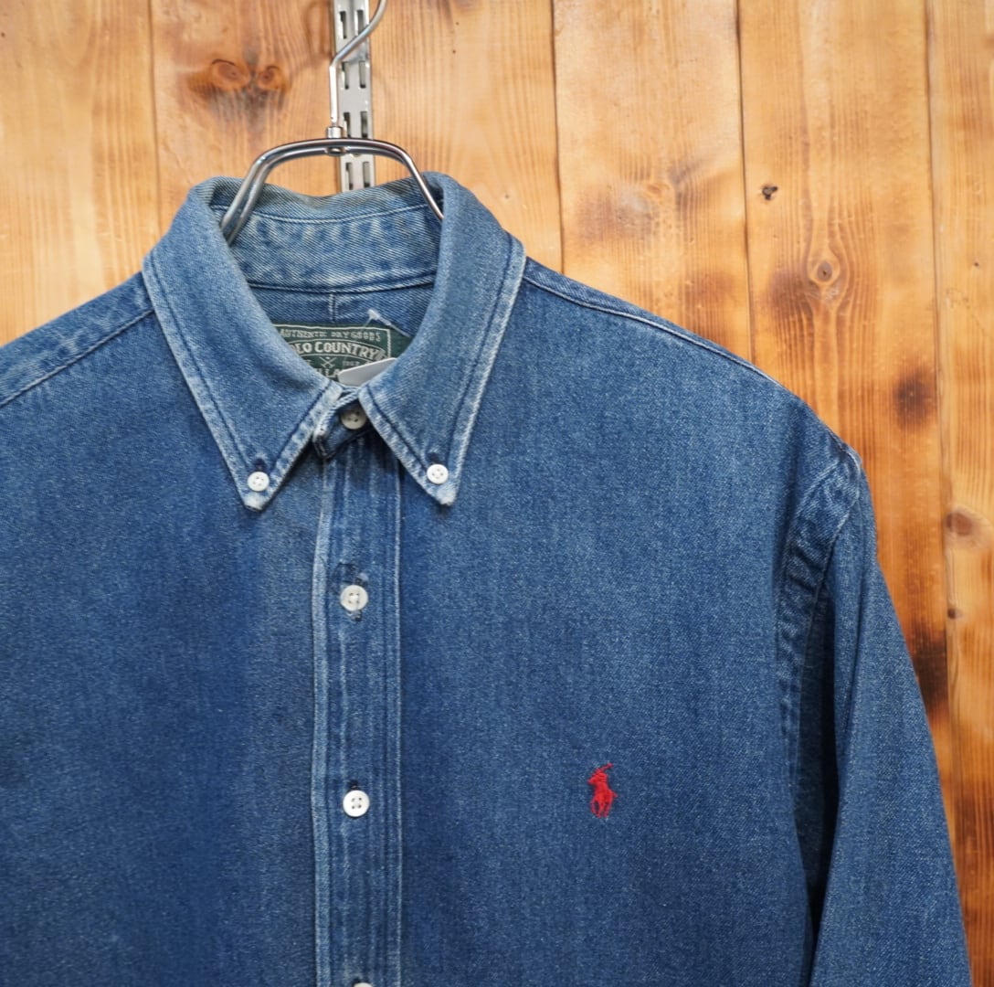 80s90s polo country デニムシャツ M/ラルフローレン ralphlauren ポロ 