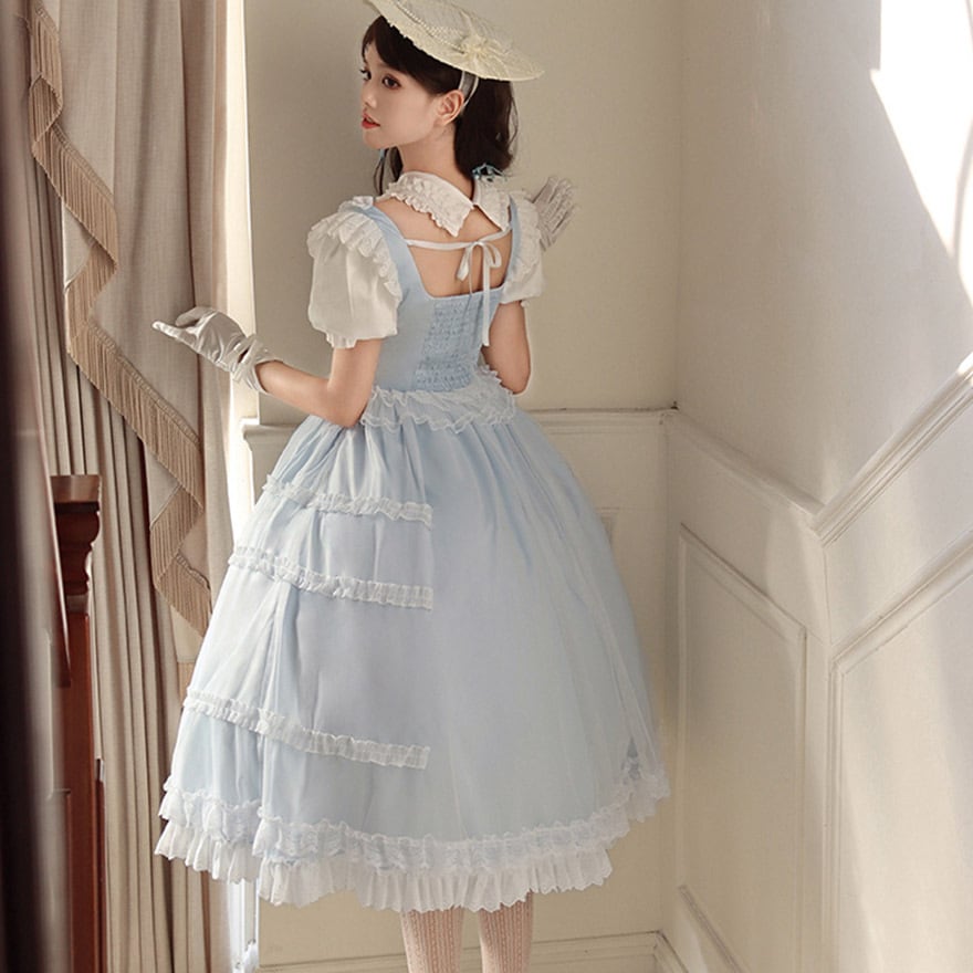 SEASONZ ワンピース ドレス スクエアネック 付け襟 リボン