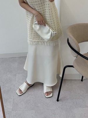 hem fringe block mesh knit