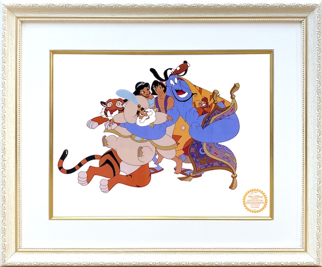 ディズニー・セル画「アラジン・キャスト」額縁2種選択可 展示用フック付 インテリア アート Disney セル画 絵画