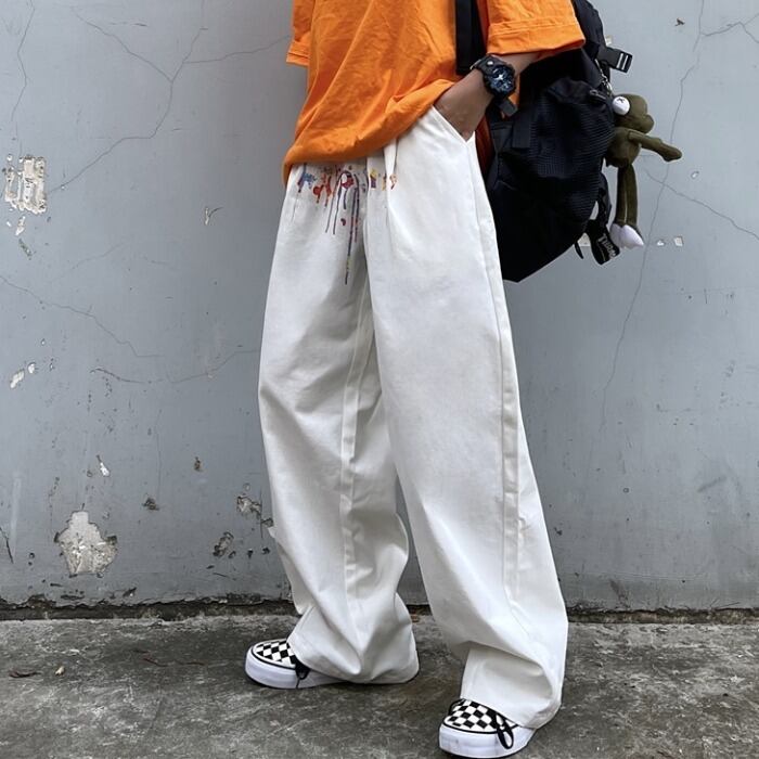 スタンダードパンツ レディースルーズカジュアルプリント レトロ ストリート ケッペル80046682990