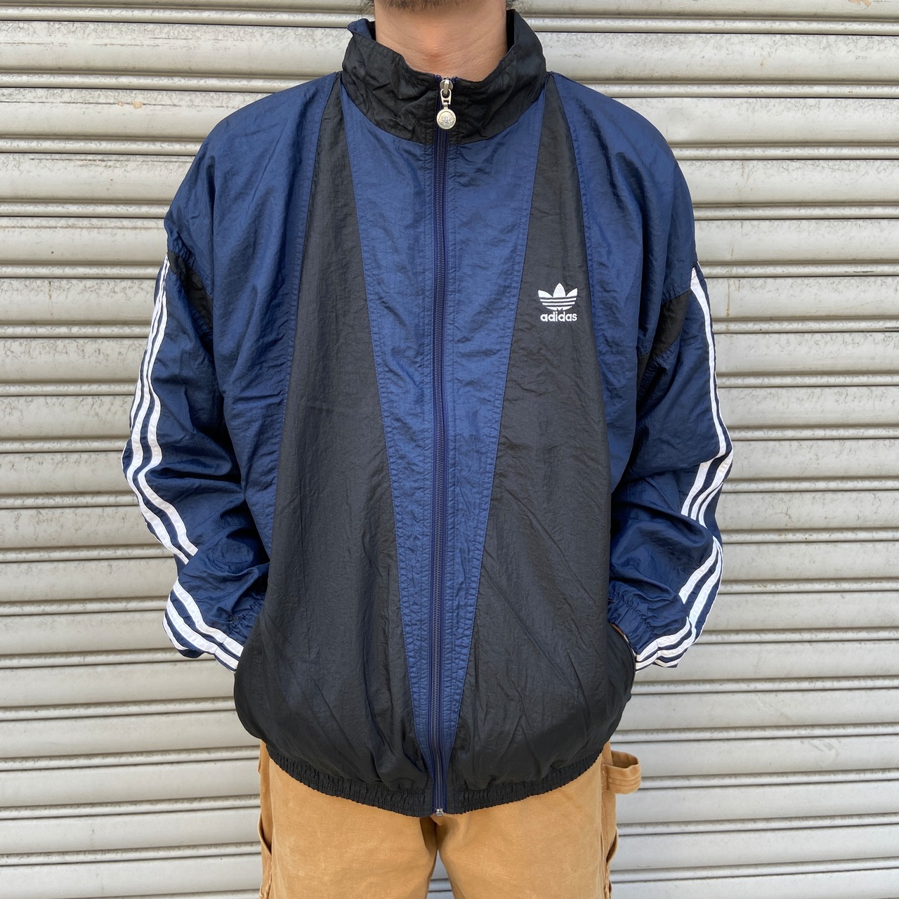 80s adidas ナイロンジャケット 万国旗タグ M トレフォイル