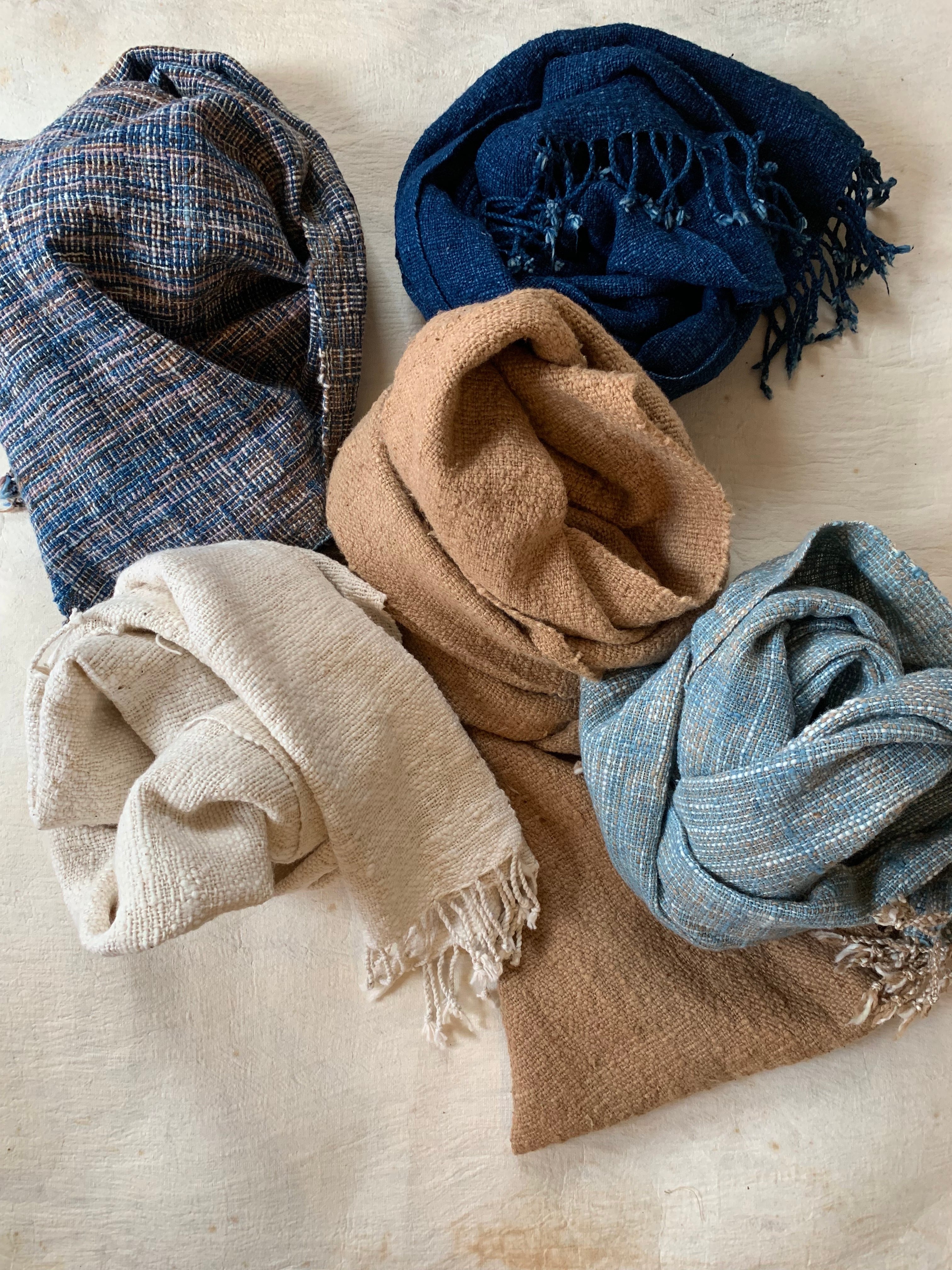 草木染め手紡ぎコットンストール | nuu