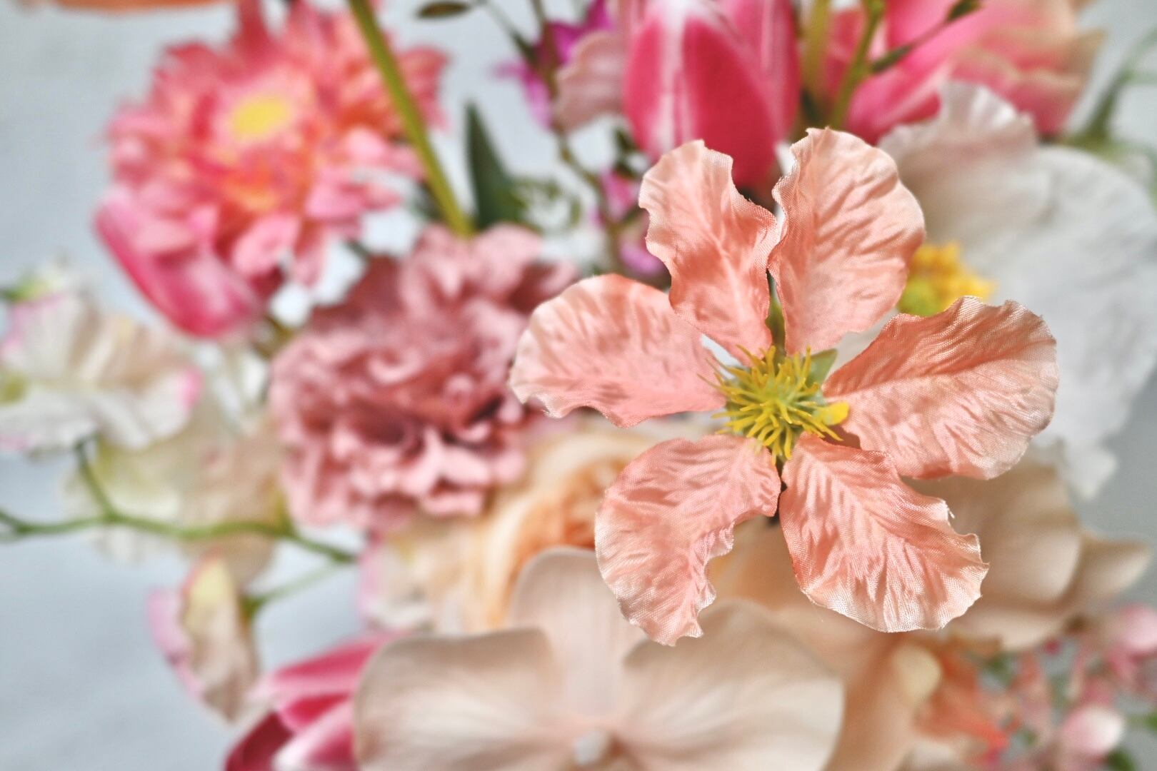 胡蝶蘭とチューリップのピンクブーケ＆ブートニア | piccolapace