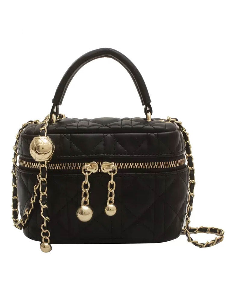 サイズが選べるキルティングレザーバニティバッグ エレガント 普段使い