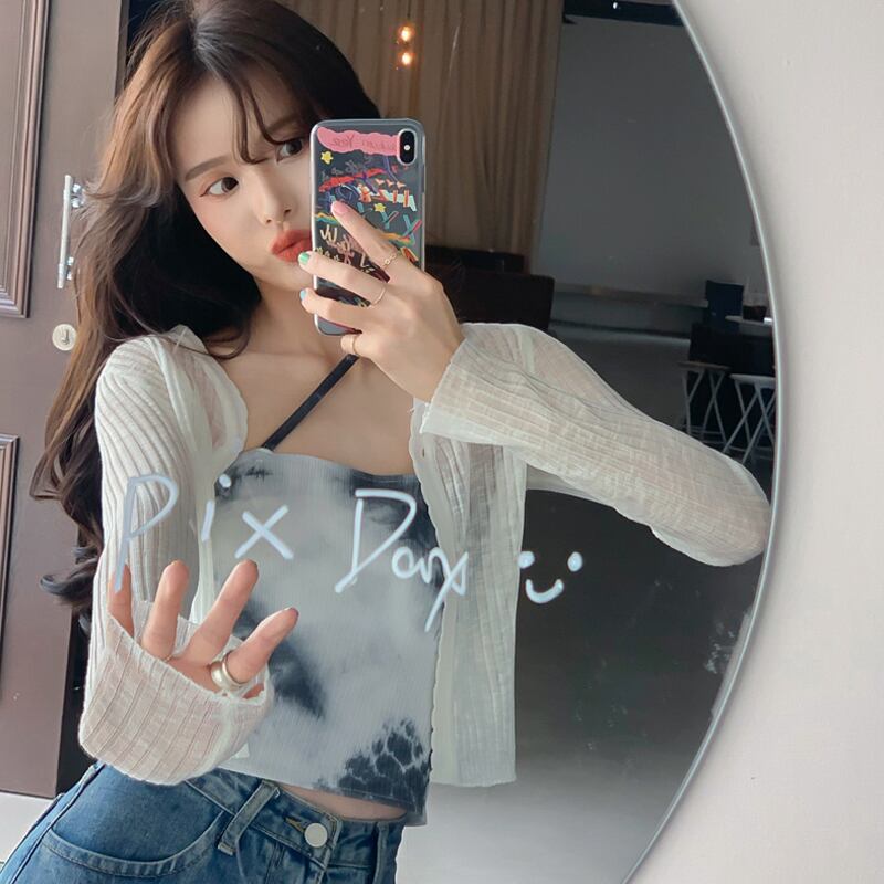 薄手レディースサマーニットカーディガンショートジャケット ブラウス 夏物 シルク 試着室13393999890