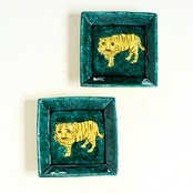 村田菜穂美作 青手虎文 15cm角皿(1枚)