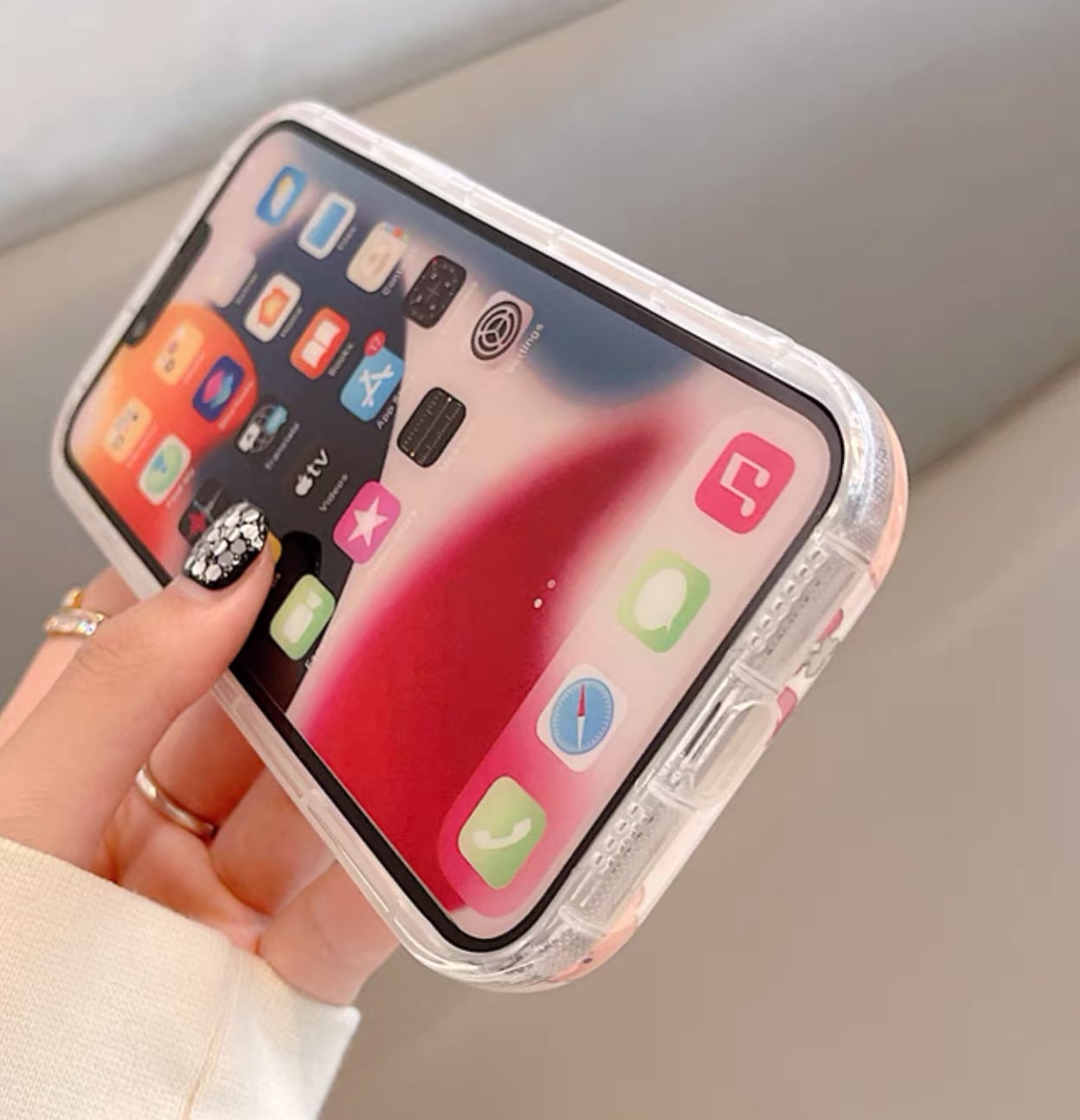 iPhoneケース iPhone14 iPhone13 くま さくらんぼ デコボコ 凸凹
